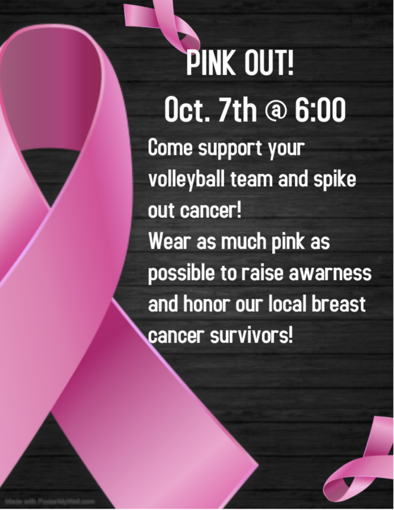 Pink Out game October 7th at 6:00 pm!