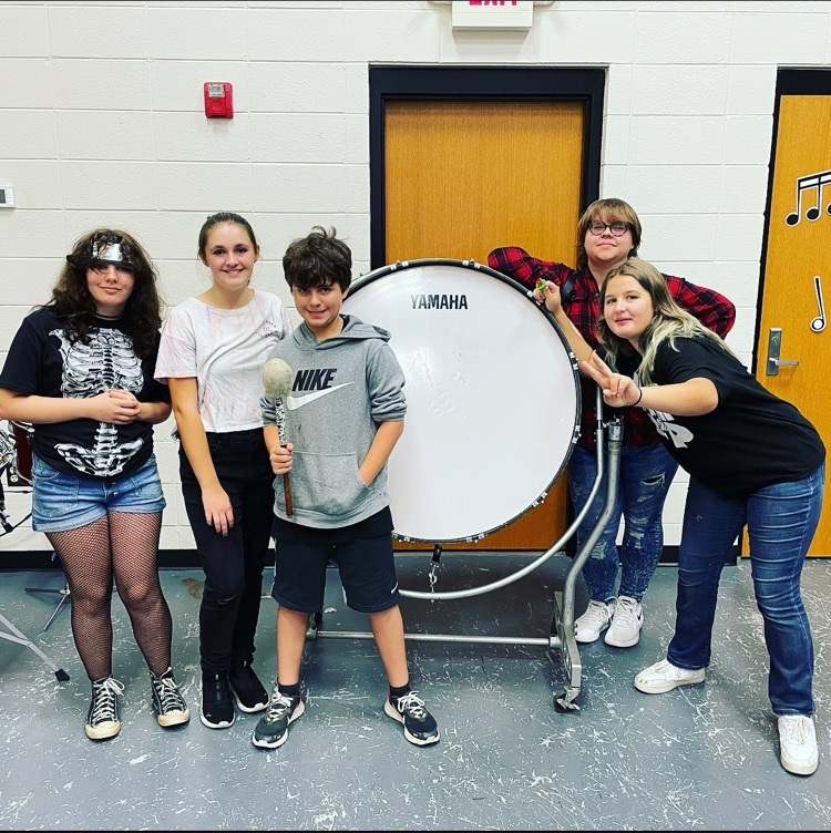 band students with bass drum