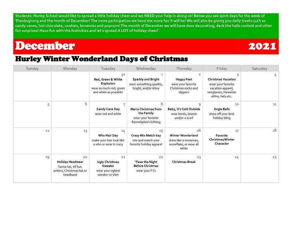 December Spirit Days